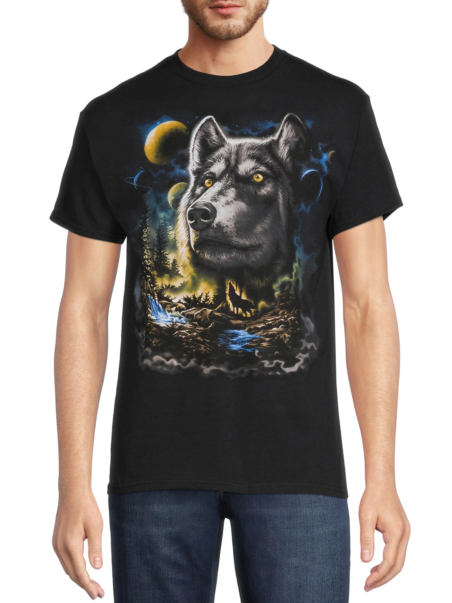 Mens Wolf Night Graphic T Shirt Supplier In Slovenia