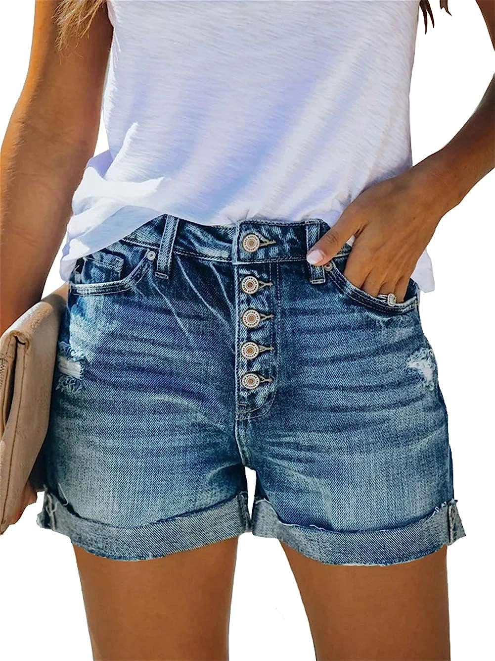Women Mid Rise Ripped Jean Shorts From Bangladesh Garments Factory