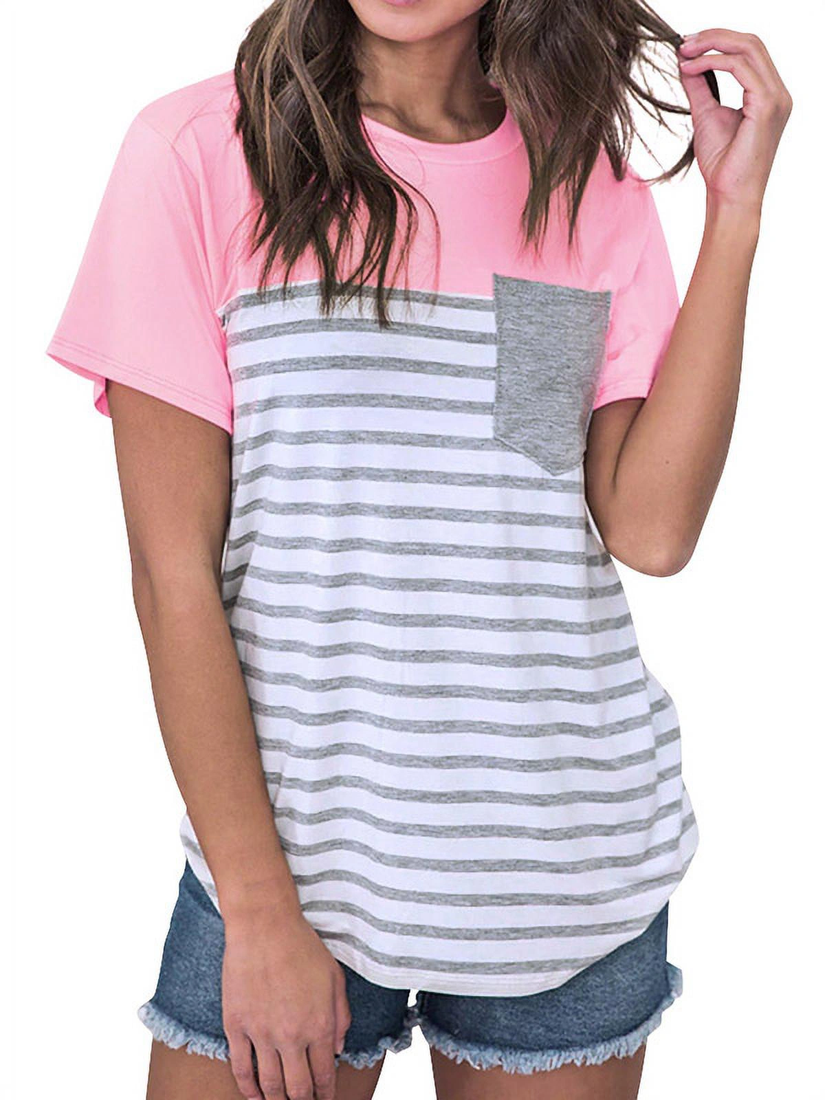 Women Pocket Front Stripe Print Colorblock T Shirt From Bangladesh