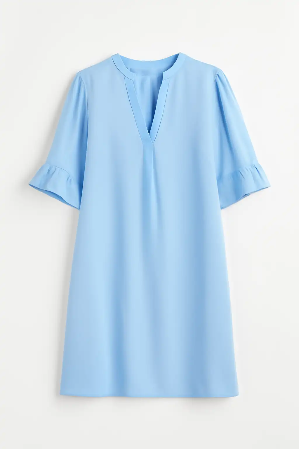 Women's Clothes V-neck Loose Pleated Five Sleeved T-shirt Casual Women Dress